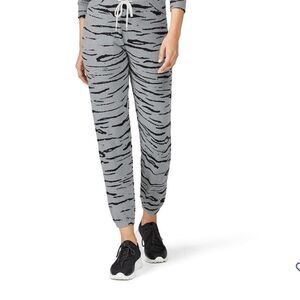 MONROW Cashmere Blend Tiger Vintage Sweats Heather Grey Joggers - Sz Large